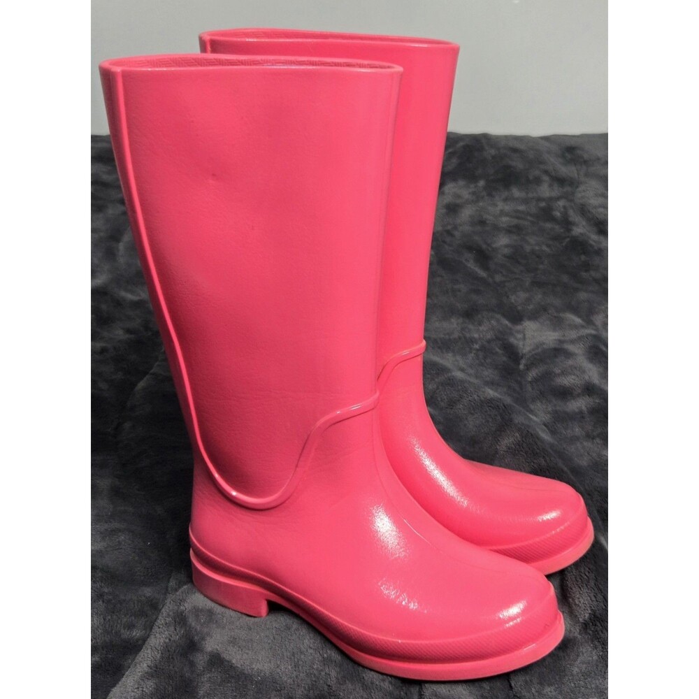 Crocs Boots Size J2 W4 Girl Women Pink Iridescent Rain Boots Wellington Tall